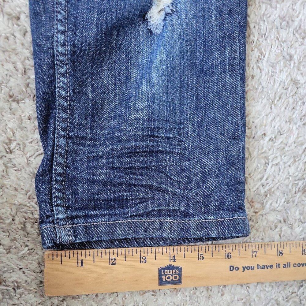 Vigoss Capri Jeans Womens 7 Distressed Embroidered Dark Wash Denim - Picture 7 of 9